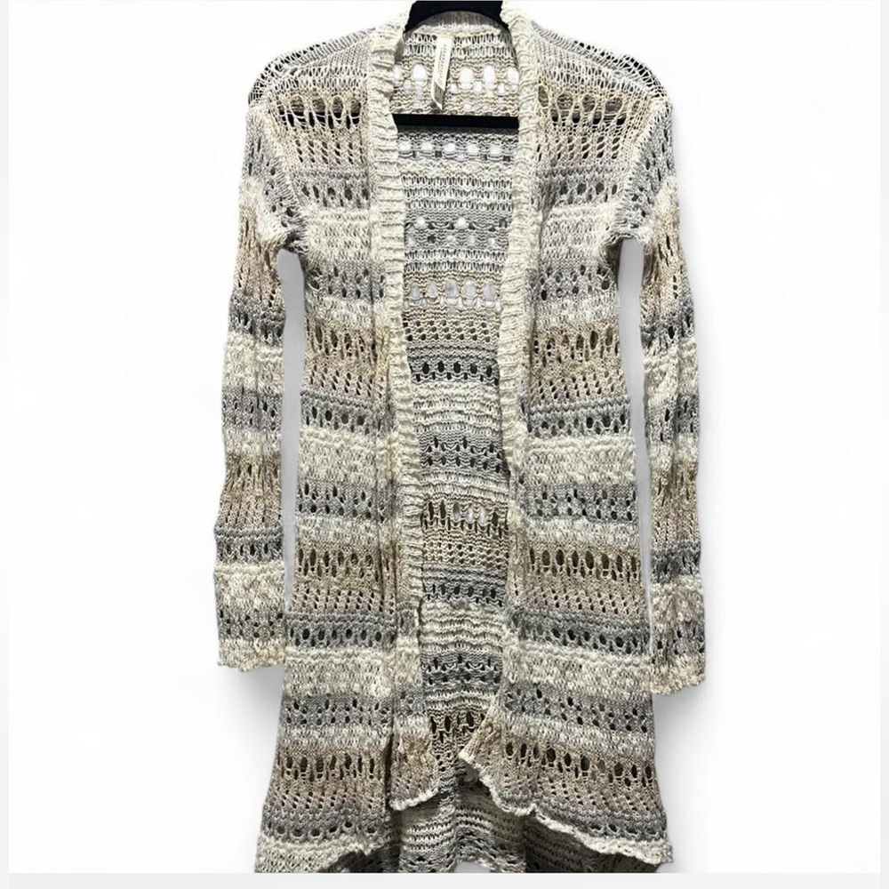 Aeropostale Cream Crochet Open-Knit Cardigan